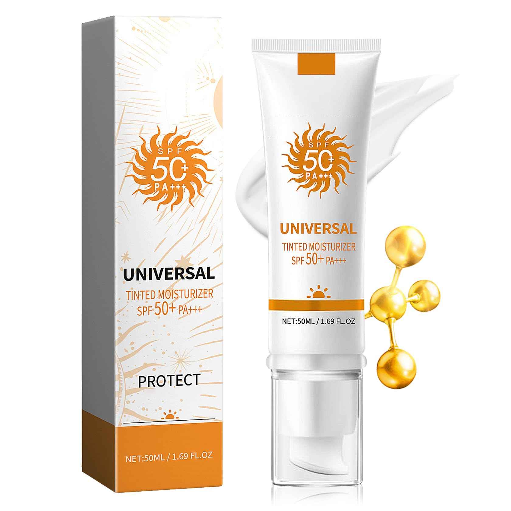 Crema Protectora Solar Facial SPF 50+  Hidratante, Bloqueador Solar Tintado de Larga Duración para Mujeres y Hombres, Loción Solar Facial No Grasa en Tamaño de Viaje