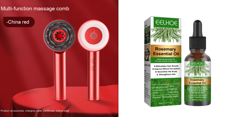 Dúo capilar masajeador + aceite — cuero cabelludo sano