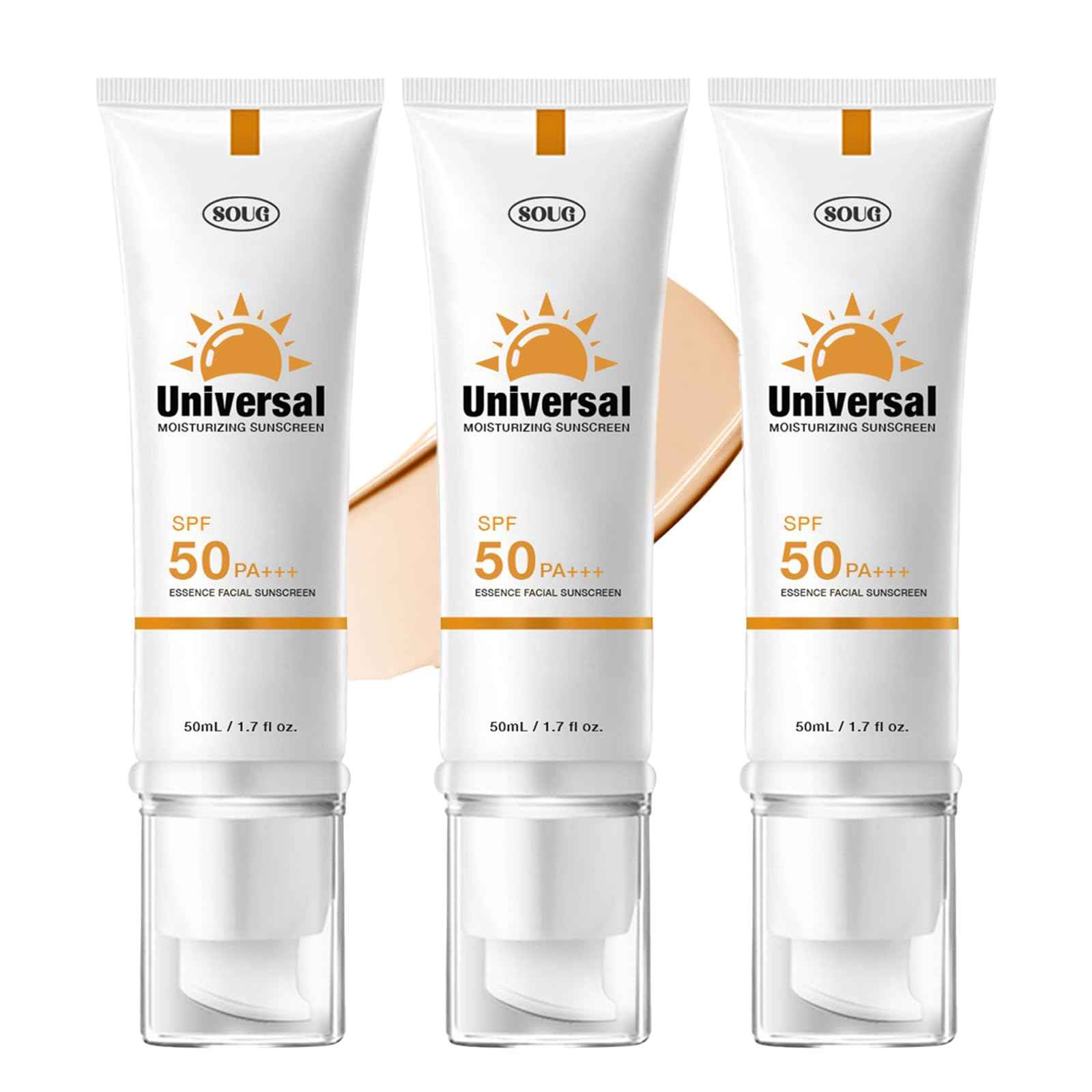 Protector Solar Tintado para Rostro SPF 50 Universal Protector Solar Hidratante Sin Pegajosidad de 50ml (3 Tintado)