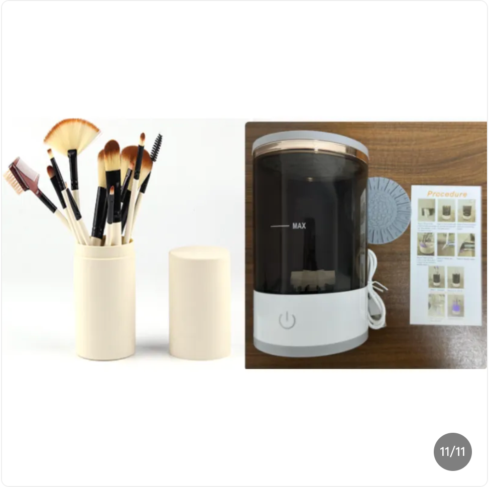 Kit de 12 Brochas Profesionales con Organizador Giratorio